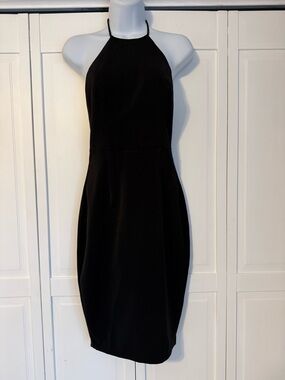 Express Black Halter Midi Dress w/ Open back